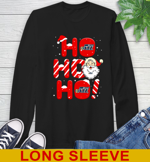 Utah Jazz NBA Basketball Ho Ho Ho Santa Claus Merry Christmas Shirt Long Sleeve T-Shirt