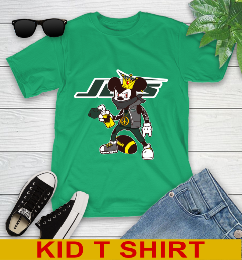 New York Jets NFL Football Mickey Peace Sign Sports Youth T-Shirt 6