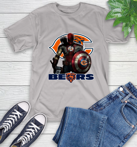 NFL Captain America Thor Spider Man Hawkeye Avengers Endgame Football Chicago Bears T-Shirt 12