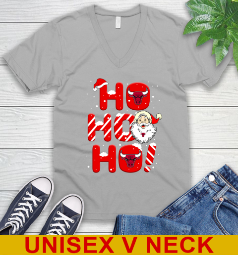 Chicago Bulls NBA Basketball Ho Ho Ho Santa Claus Merry Christmas Shirt V-Neck T-Shirt 3