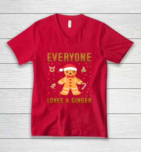 Everyone Loves A Ginger Funny Christmas V-Neck T-Shirt 6