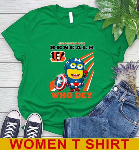 NFL Football Cincinnati Bengals Captain America Marvel Avengers Minion Shirt Women's T-Shirt 7