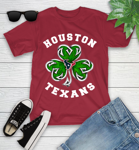 NFL Houston Texans Three Leaf Clover St Patrick's Day Football Sports Youth T-Shirt 14