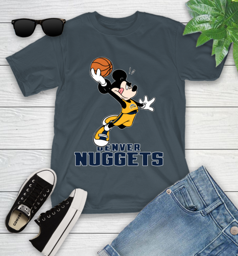 NBA Basketball Denver Nuggets Cheerful Mickey Mouse Shirt Youth T-Shirt 8