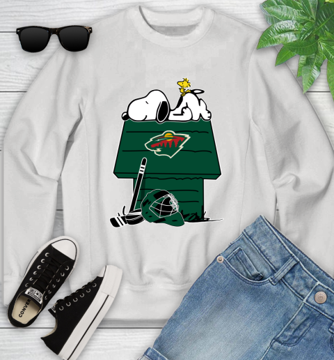 Minnesota Wild NHL Hockey Snoopy Woodstock The Peanuts Movie Youth Sweatshirt