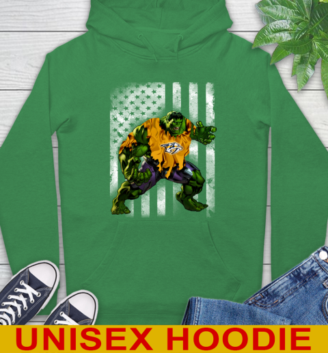 Nashville Predators Hulk Marvel Avengers NHL Hockey American Flag Hoodie 8
