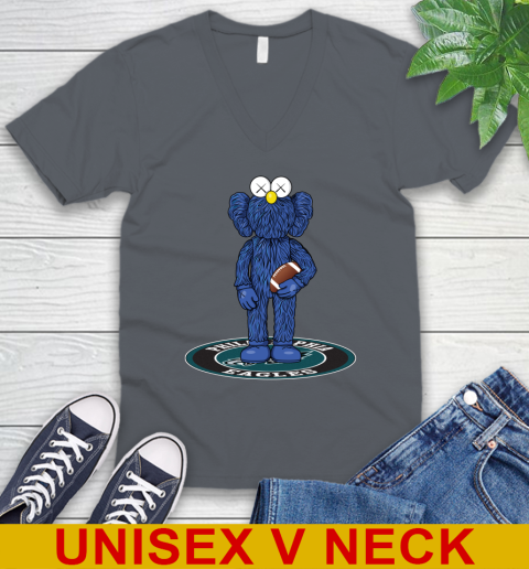 NFL Football Philadelphia Eagles Kaws Bff Blue Figure Shirt V-Neck T-Shirt 5