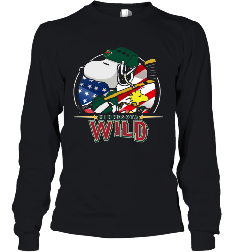 Minnesota Wild Ice Hockey Snoopy And Woodstock NHL Youth Long Sleeve