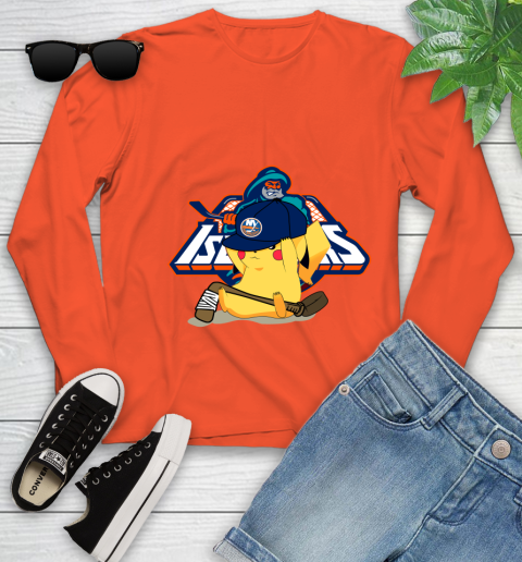NHL Pikachu Hockey Sports New York Islanders Youth Long Sleeve 4