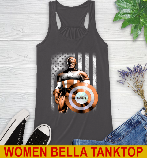 San Francisco Giants MLB Baseball Captain America Marvel Avengers American Flag Shirt Racerback Tank 10