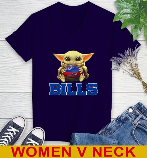NFL Football Buffalo Bills Baby Yoda Star Wars Shirt Women's V-Neck T-Shirt 4