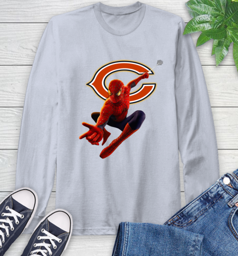 NFL Spider Man Avengers Endgame Football Chicago Bears Long Sleeve T-Shirt 6