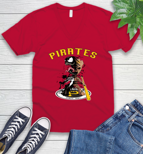 MLB Pittsburgh Pirates Baseball Venom Groot Guardians Of The Galaxy V-Neck T-Shirt 7