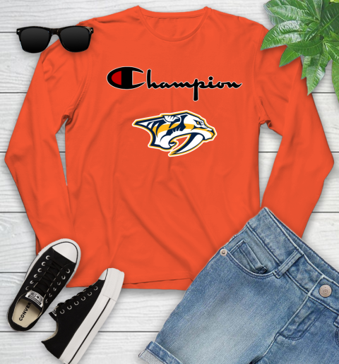 NHL Hockey Nashville Predators Champion Shirt Youth Long Sleeve 2