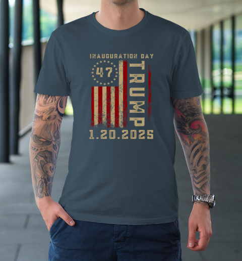 Donald Trump Inauguration Day 2025 47th President 47 US Flag T-Shirt 4