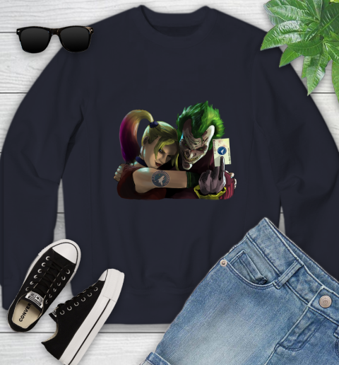 Minnesota Timberwolves NBA Basketball Joker Harley Quinn Suicide Squad Youth Sweatshirt 3