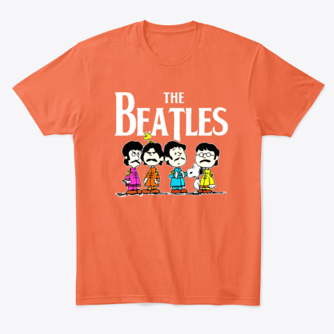 7pku peanuts snoopy and the beatles classic t shirt 2 front orange