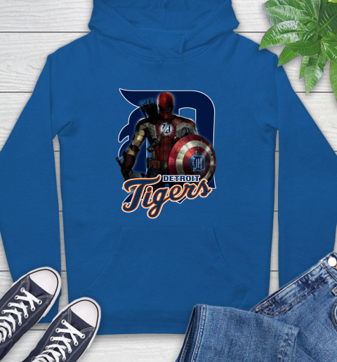 MLB Captain America Thor Spider Man Hawkeye Avengers Endgame Baseball Detroit Tigers Hoodie 9