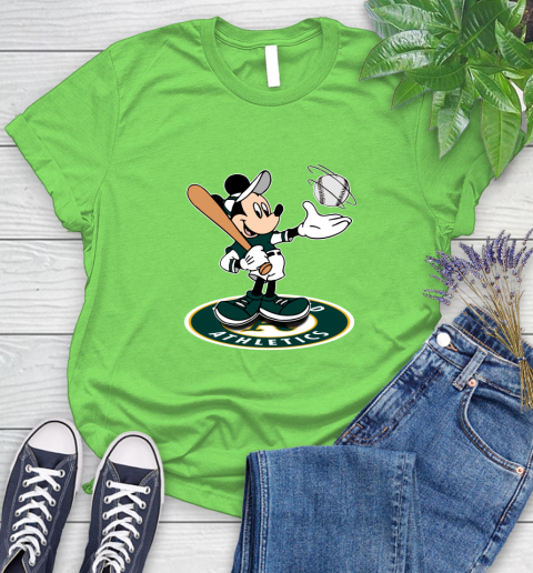 MLB Baseball Oakland Athletics Cheerful Mickey Disney Shirt Women's T-Shirt 10