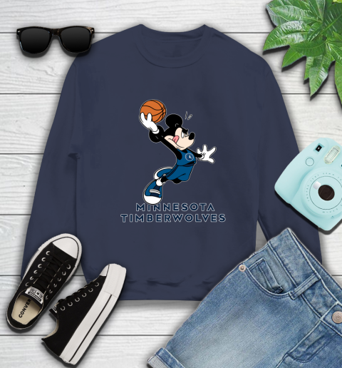 NBA Basketball Minnesota Timberwolves Cheerful Mickey Mouse Shirt Sweatshirt 3