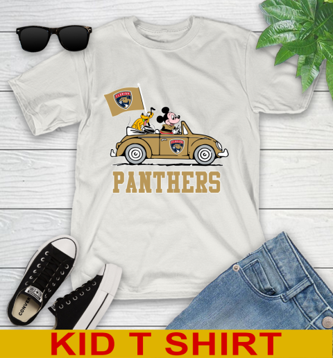 NHL Hockey Florida Panthers Pluto Mickey Driving Disney Shirt Youth T-Shirt 12
