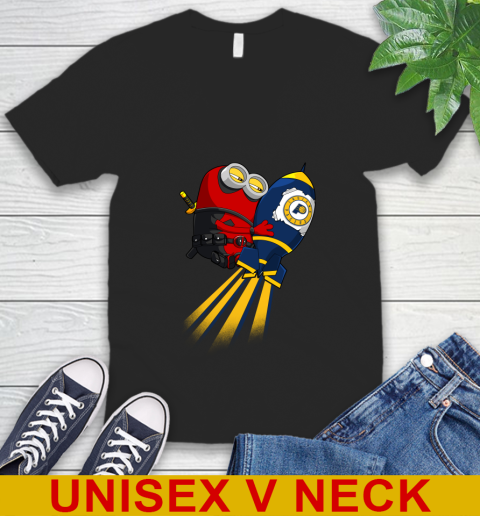 NBA Basketball Indiana Pacers Deadpool Minion Marvel Shirt V-Neck T-Shirt