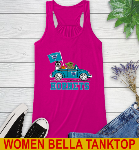 NBA Basketball Charlotte Hornets Darth Vader Baby Yoda Driving Star Wars Shirt Racerback Tank 8