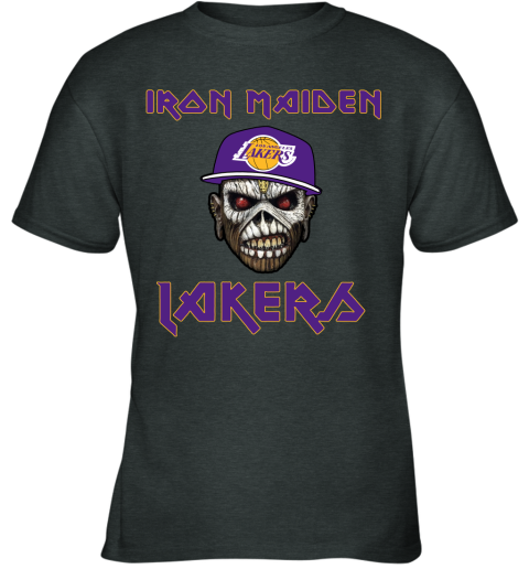 lts5 nba los angeles lakers iron maiden rock band music basketball youth t shirt 26 front dark heather