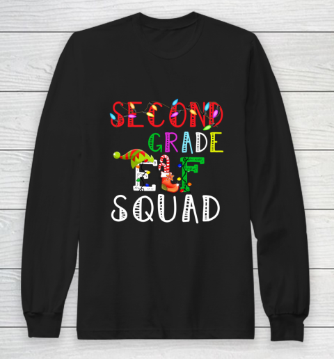 Christmas Elf Squad Second Grade Teacher Shirt Gift Long Sleeve T-Shirt