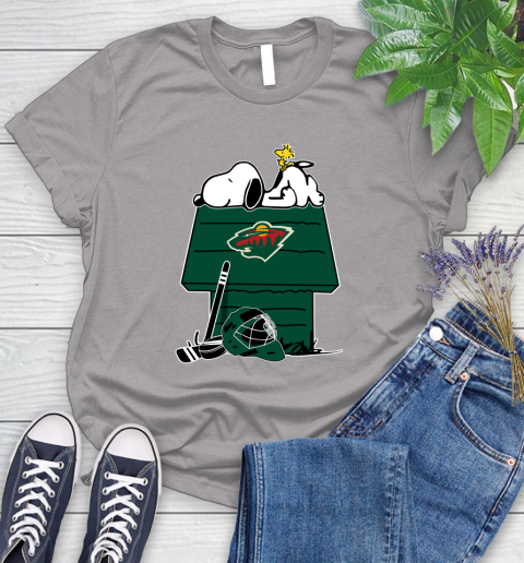 Minnesota Wild NHL Hockey Snoopy Woodstock The Peanuts Movie Women's T-Shirt 5