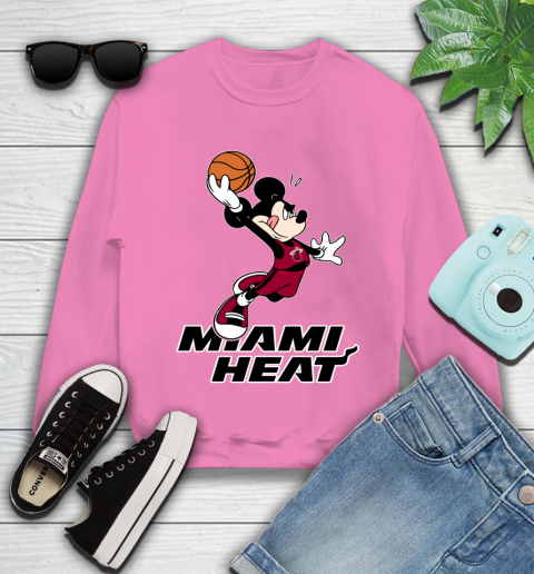 NBA Basketball Miami Heat Cheerful Mickey Mouse Shirt Youth Sweatshirt 6