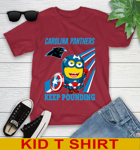 NFL Football Carolina Panthers Captain America Marvel Avengers Minion Shirt Youth T-Shirt 12