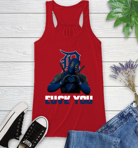 MLB Detroit Tigers Deadpool Love You Fuck You Baseball Sports Racerback Tank 5