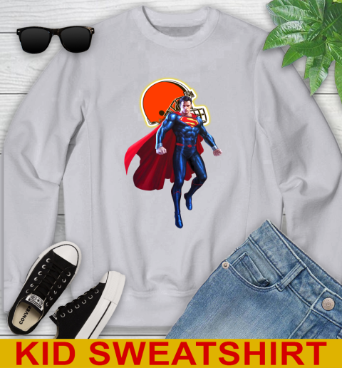 NFL Superman DC Sports Football Cleveland Browns Youth Sweatshirt 4