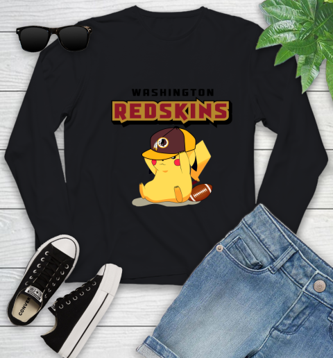 NFL Pikachu Football Washington Redskins Youth Long Sleeve 2