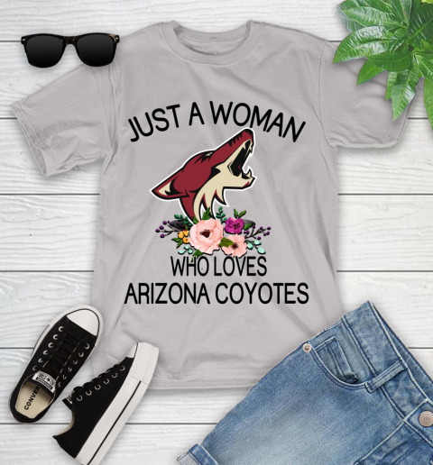 NHL Just A Woman Who Loves Arizona Coyotes Hockey Sports Youth T-Shirt 10