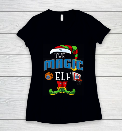 Orlando Magic Christmas ELF Funny NBA Women's V-Neck T-Shirt