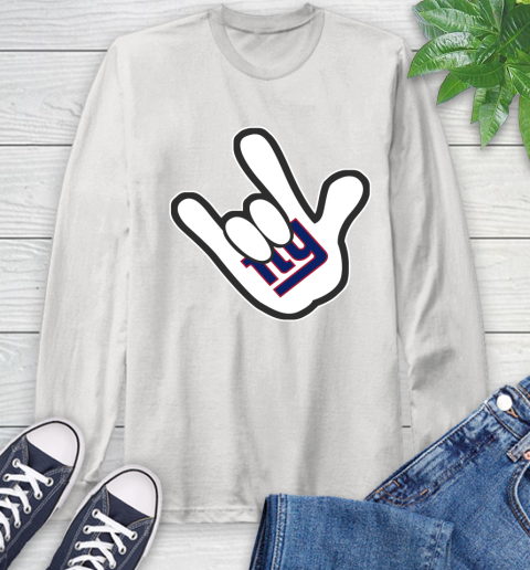 New York Giants NFL Football Mickey Rock Hand Disney Long Sleeve T-Shirt