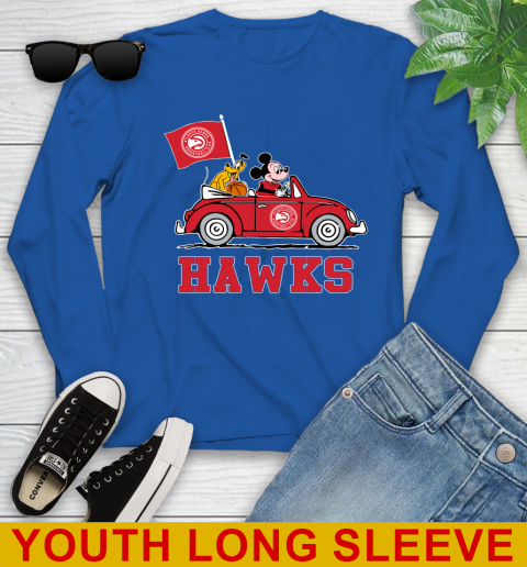 NBA Basketball Atlanta Hawks Pluto Mickey Driving Disney Shirt Youth Long Sleeve 10