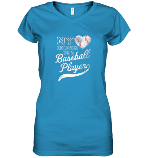 rkr4 baseball player wife or girlfriend heart women v neck t shirt 39 front sapphire