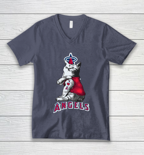 MLB Baseball My Cat Loves Los Angeles Angels V-Neck T-Shirt 7