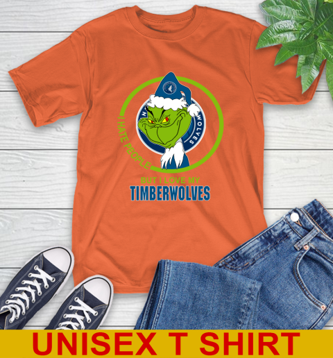Minnesota Timberwolves NBA Christmas Grinch I Hate People But I Love My Favorite Basketball Team T-Shirt 5