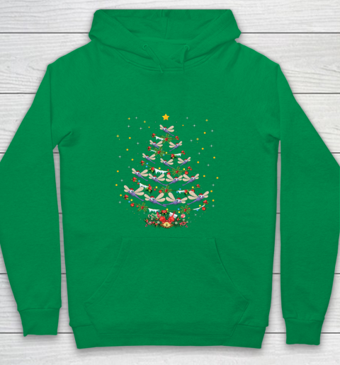 Dragonfly Christmas Tree Santa Dragonfly Bird Xmas Gift Youth Hoodie 4