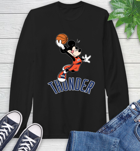 NBA Basketball Oklahoma City Thunder Cheerful Mickey Mouse Shirt Long Sleeve T-Shirt