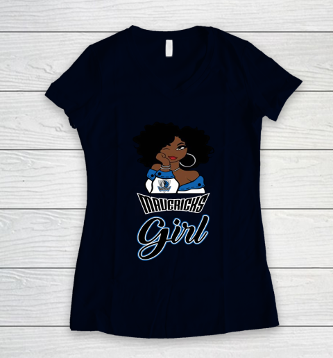 Dallas Mavericks Girl NBA Women's V-Neck T-Shirt 3