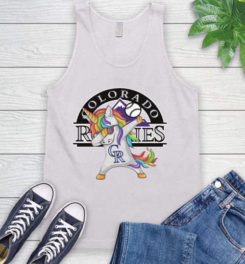 Colorado Rockies MLB Baseball Funny Unicorn Dabbing Sports Tank Top