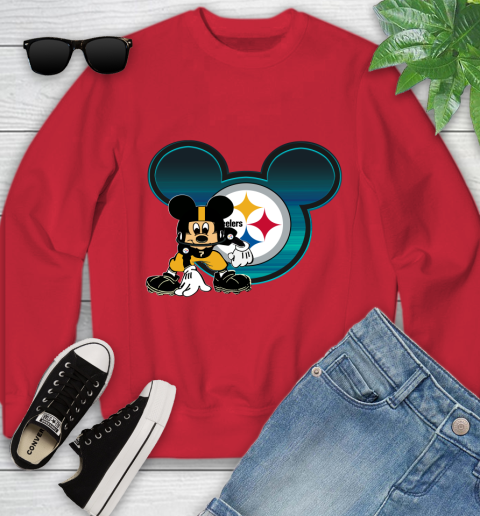 NFL Pittsburgh Steelers Mickey Mouse Disney Football T Shirt Youth Sweatshirt 9