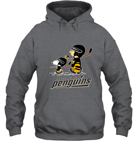 ophr lets play pittsburgh penguins ice hockey snoopy nhl hoodie 23 front dark heather