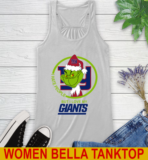 New York Giants NFL Christmas Grinch I Hate People But I Love My Favorite Football Team Racerback Tank