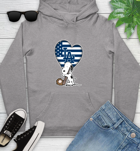 Los Angeles Dodgers MLB Baseball The Peanuts Movie Adorable Snoopy Youth Hoodie 6